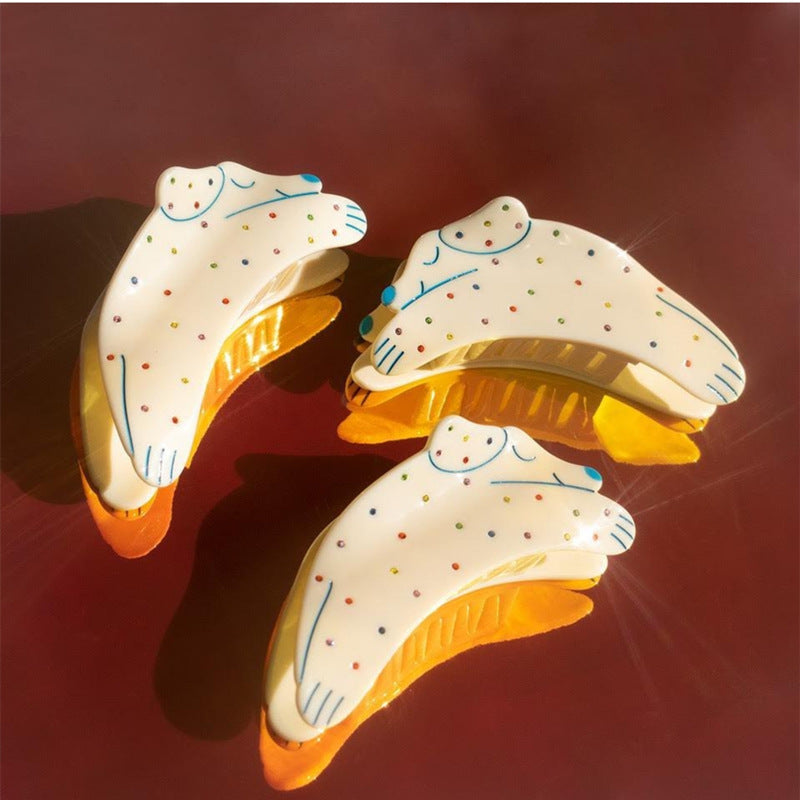 Wholesale Autumn/Winter Cute Puppy Shaped Color Diamond Acetate Hair Clip